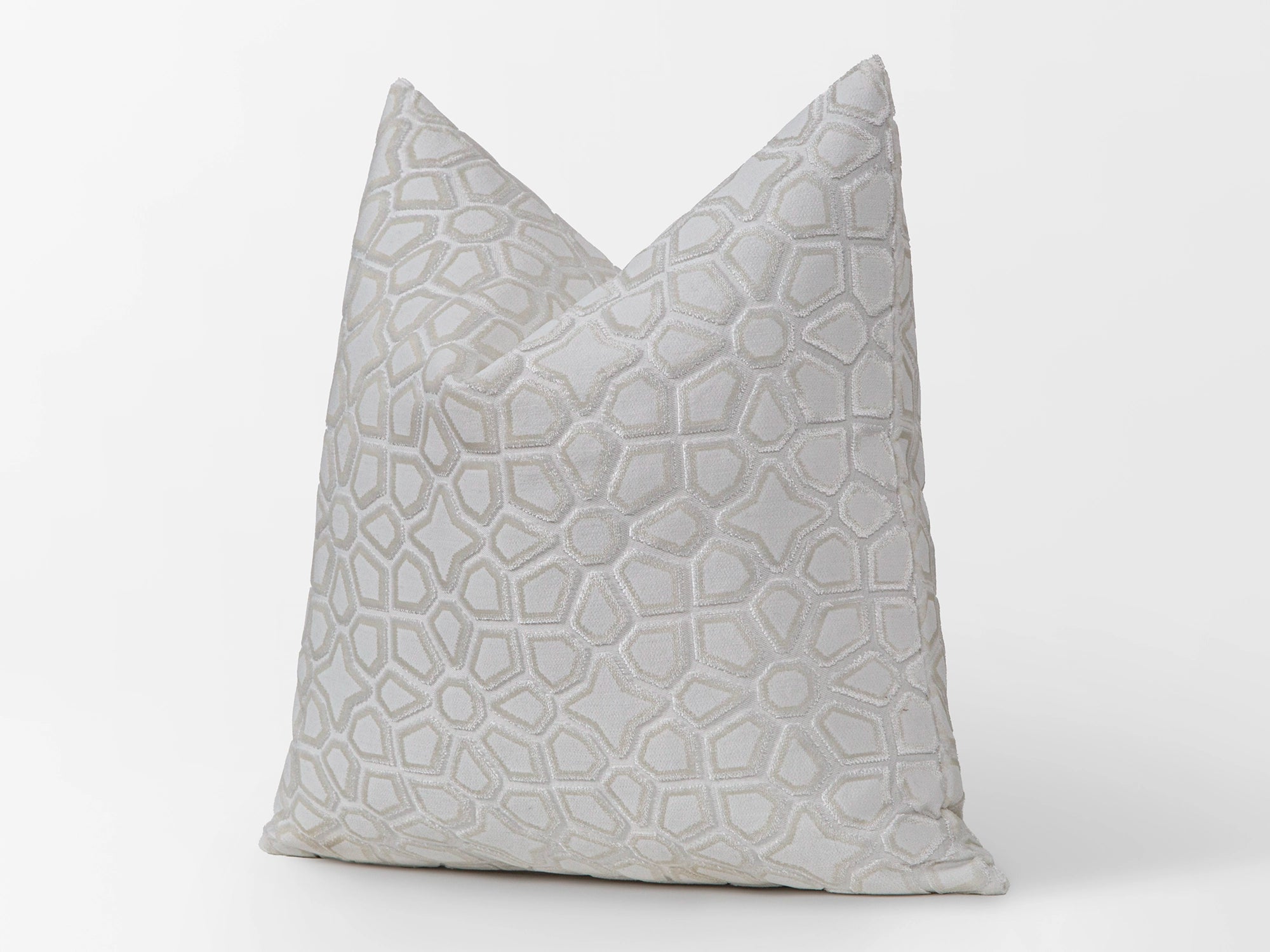 Cream Geometric Cut Velvet Pillow Cover