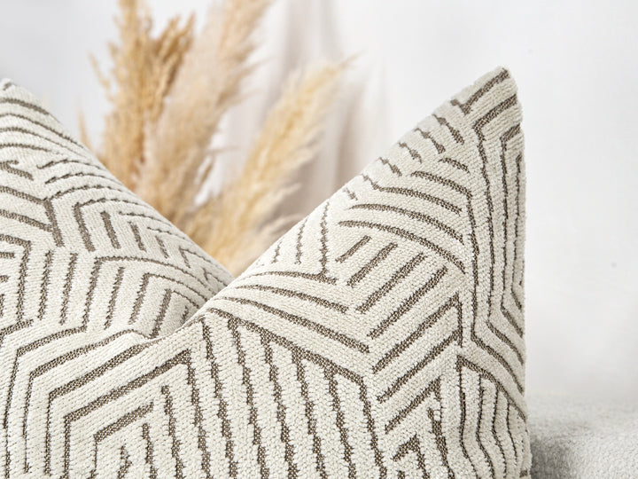 Cream Geometric Textured Pillow Cover