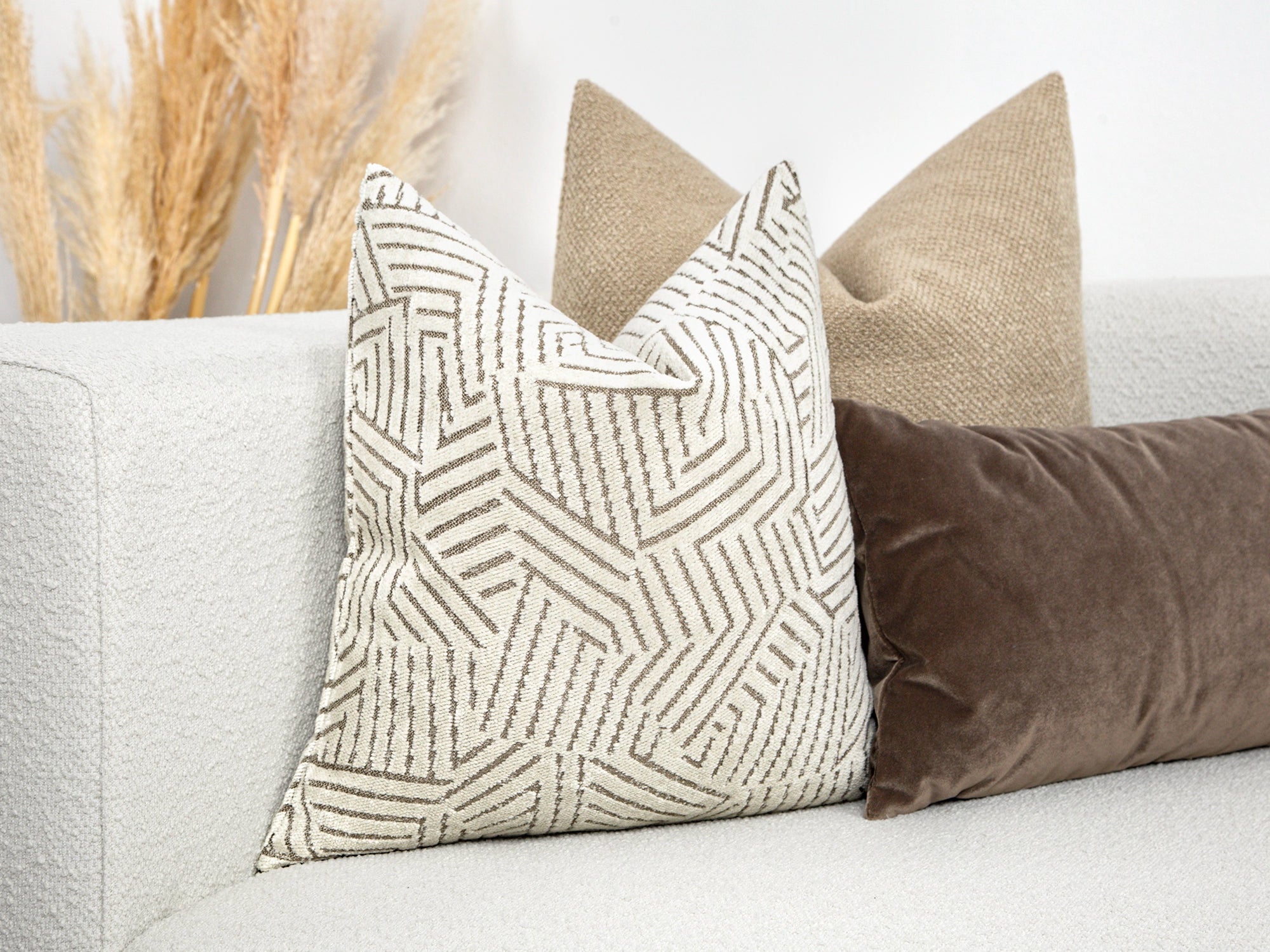 Cream Geometric Textured Pillow Cover