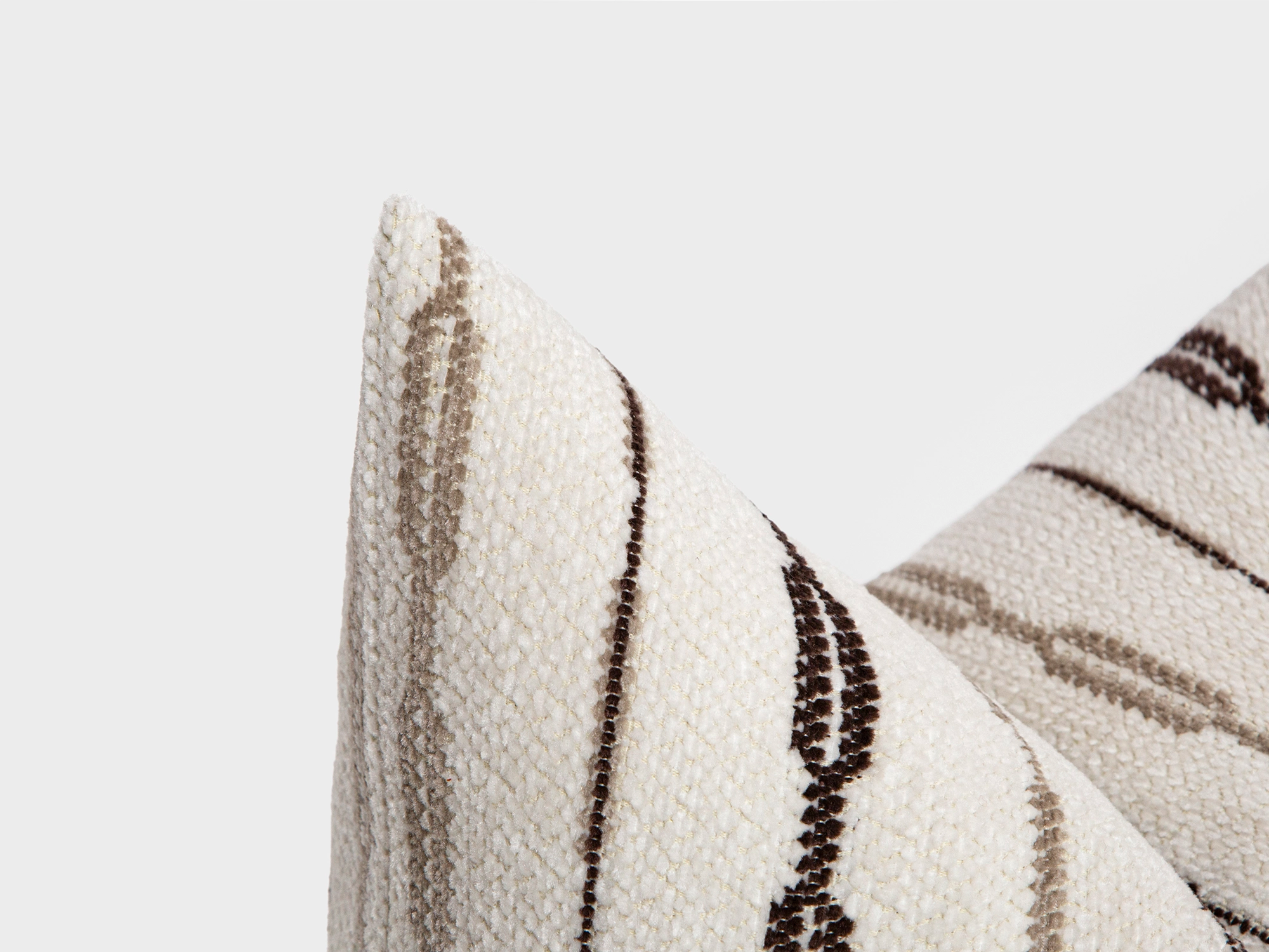 Cream & Taupe Striped Textured Pillow Cover