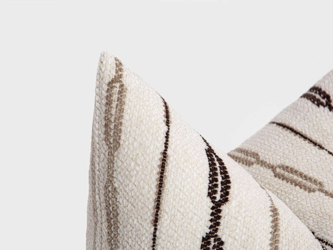 Cream & Taupe Striped Textured Pillow Cover