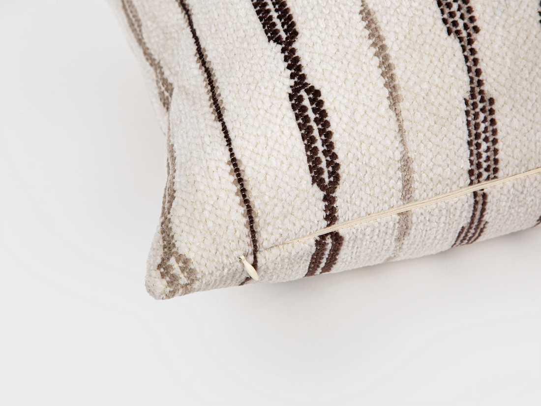 Cream & Taupe Striped Textured Pillow Cover