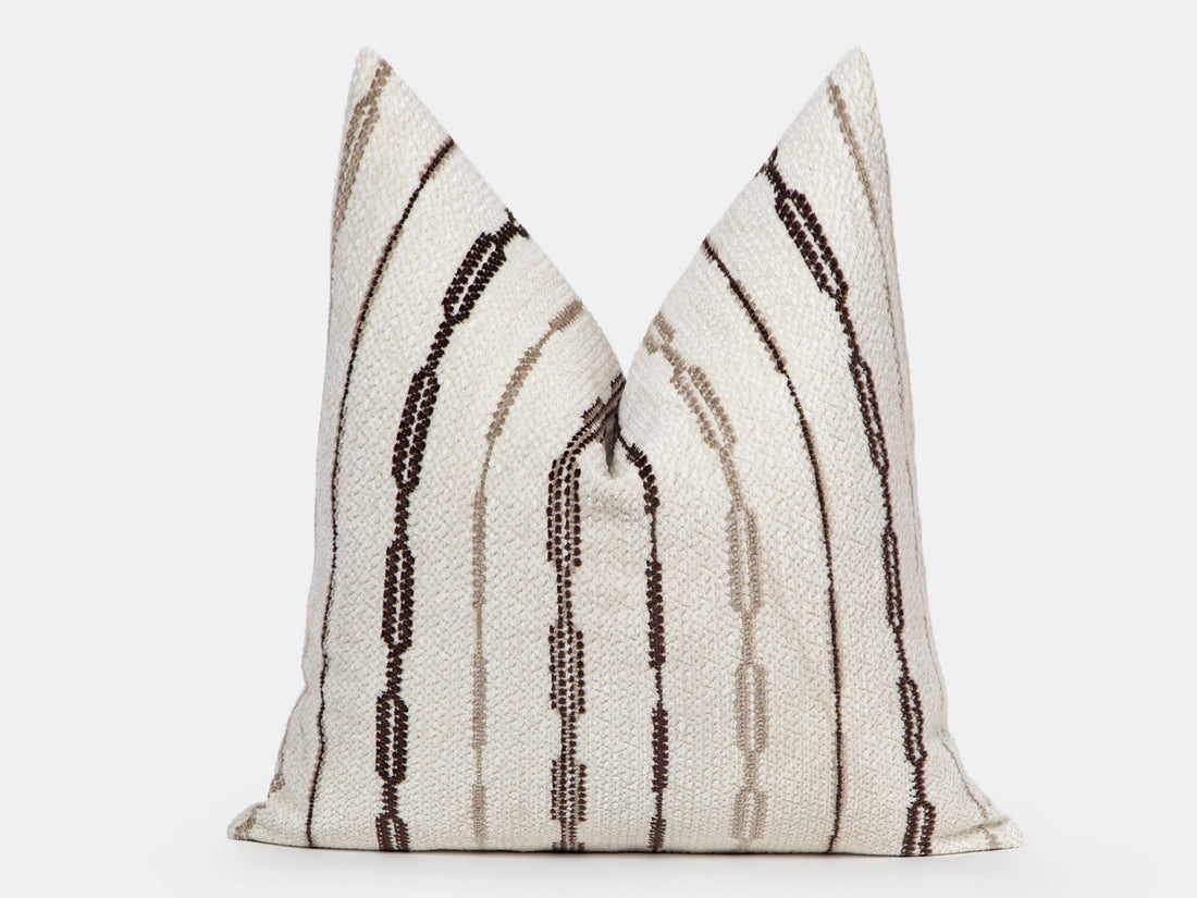 Cream & Taupe Striped Textured Pillow Cover