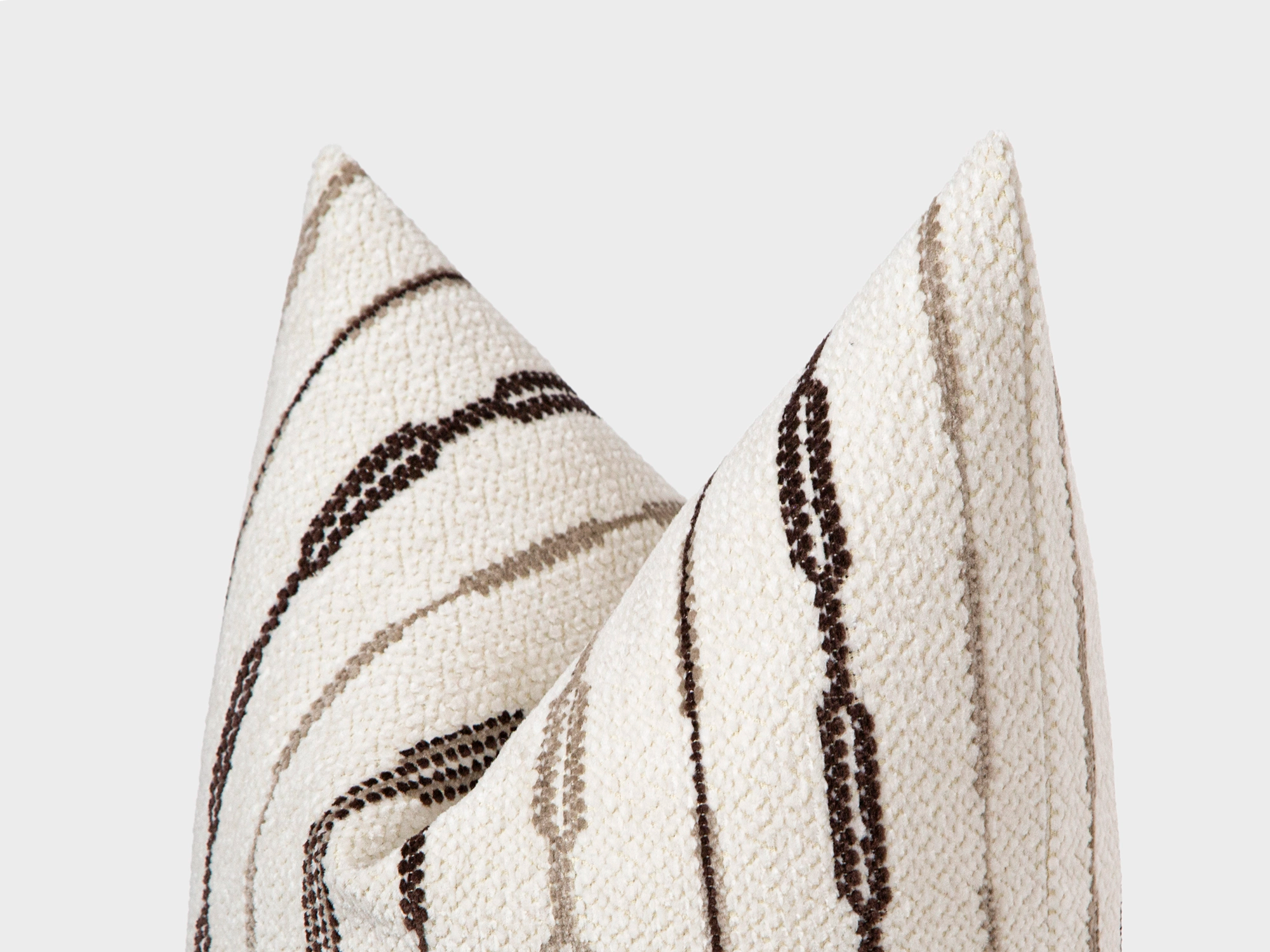 Cream & Taupe Striped Textured Pillow Cover
