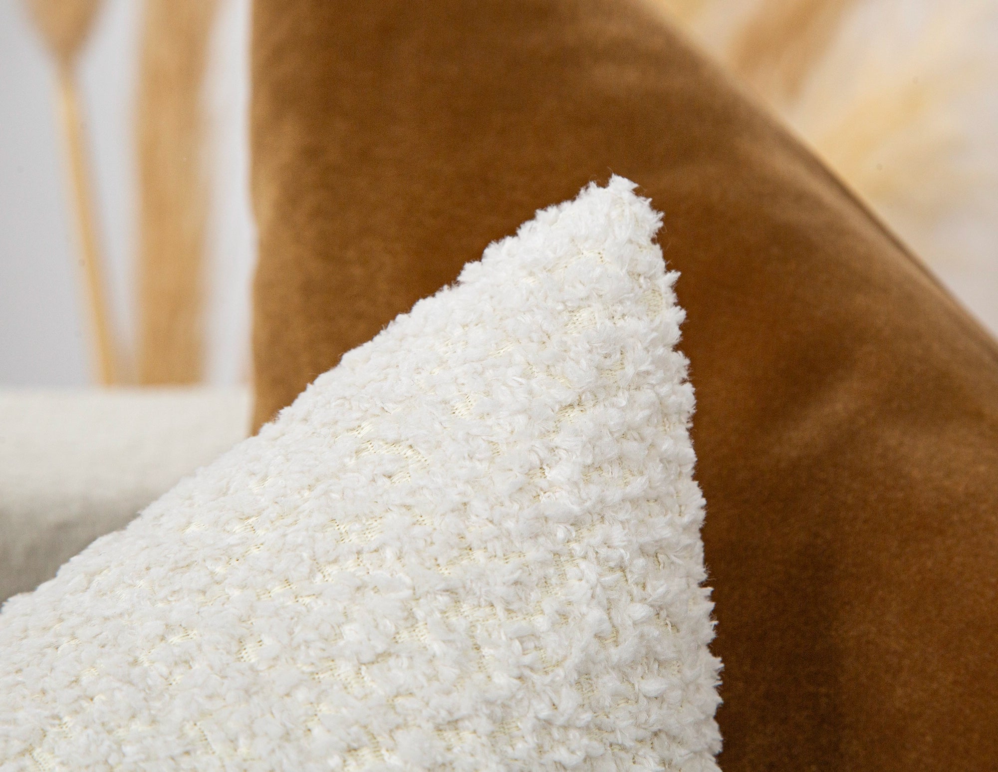 Cream Plush Pillow Cover - Teddy
