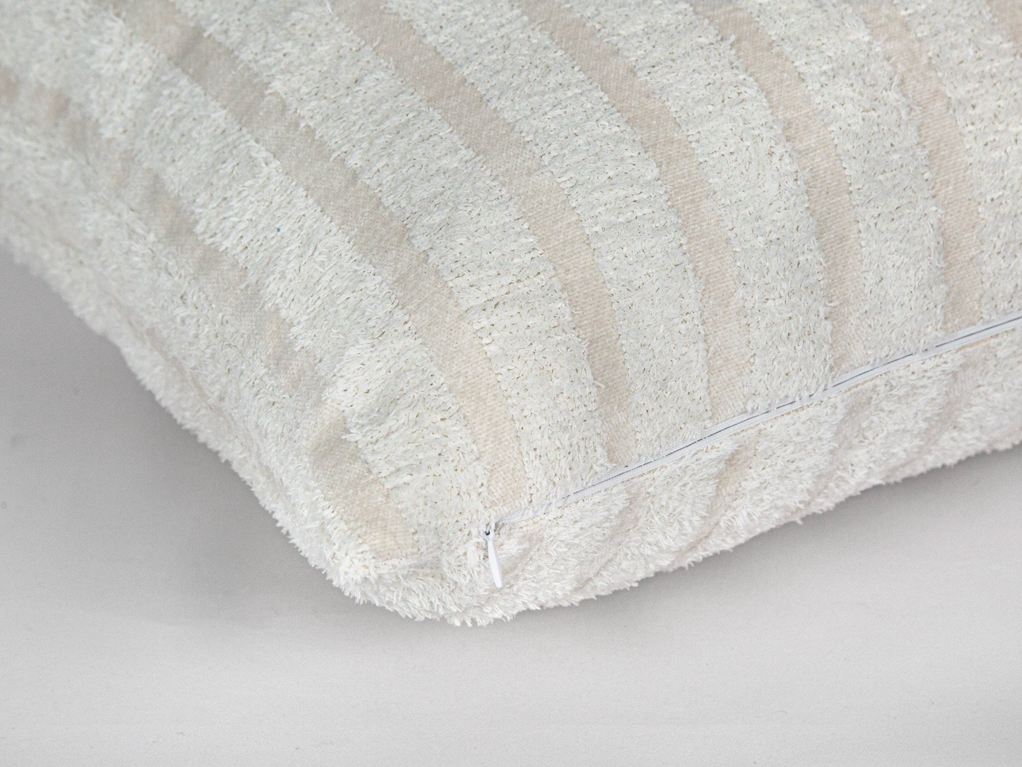 Cream Striped Super Soft Fluffy Pillow Cover