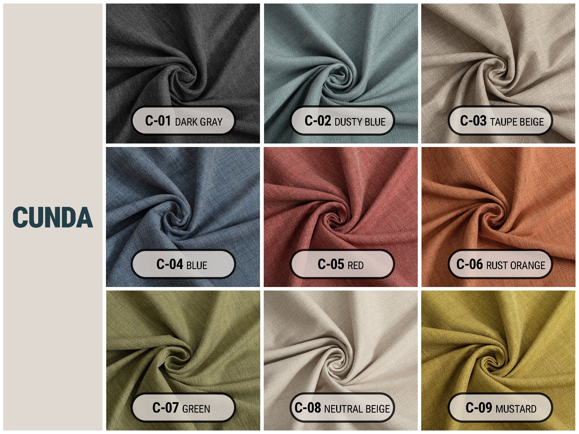 Linen Look Upholstery Fabrics | Cunda