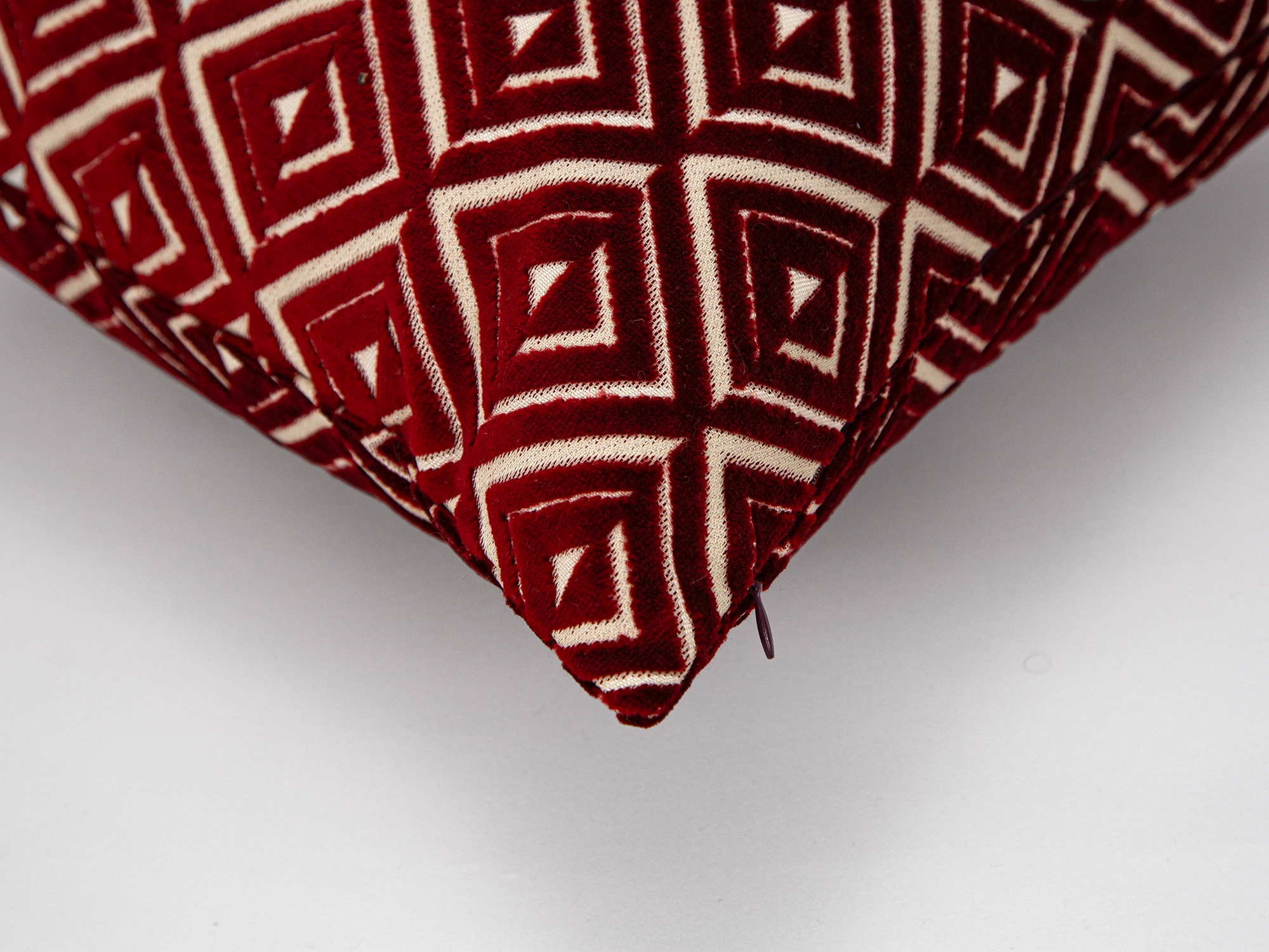 Burgundy Geometric Velvet Pillow Cover
