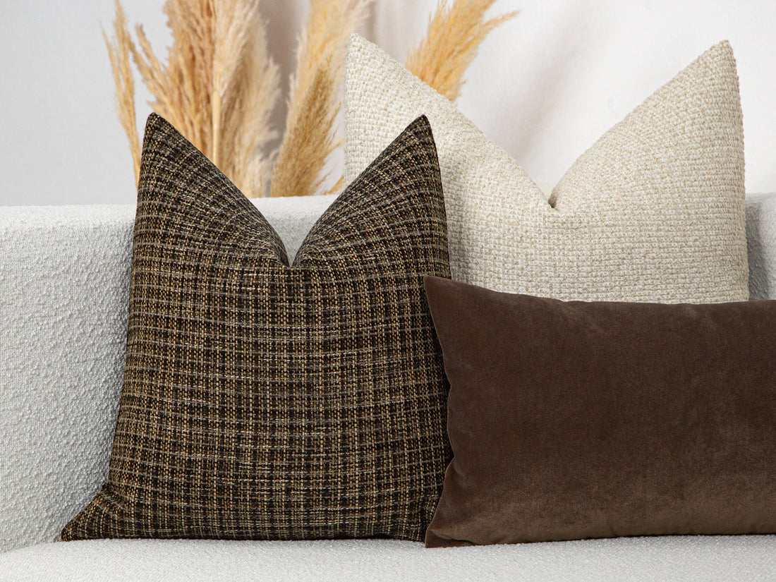 Dark Bark Woven Pillow Cover