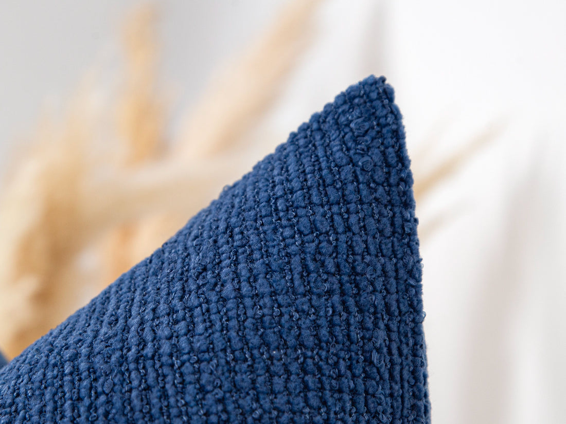 Blue Boho Textured Pillow Cover