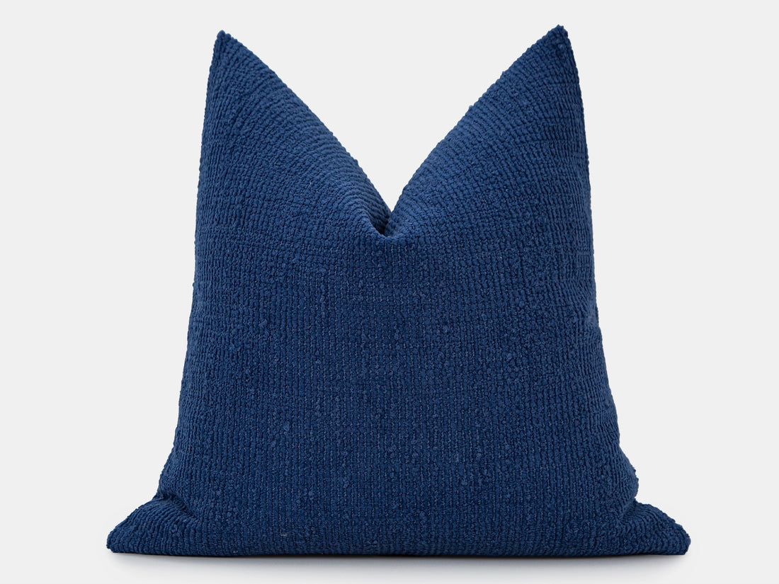 Blue Boho Textured Pillow Cover