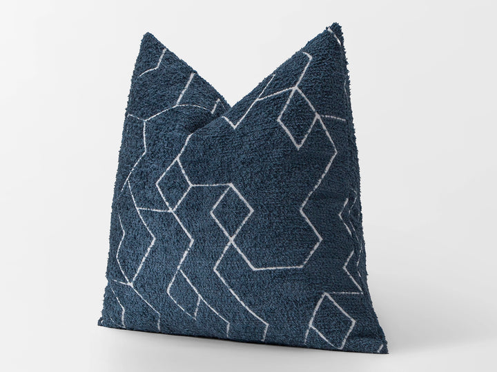 Blue and White Geometric Pillow Cover