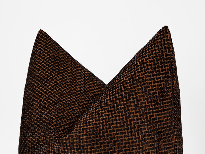 Dark Brown Basket Weave Pillow Cover