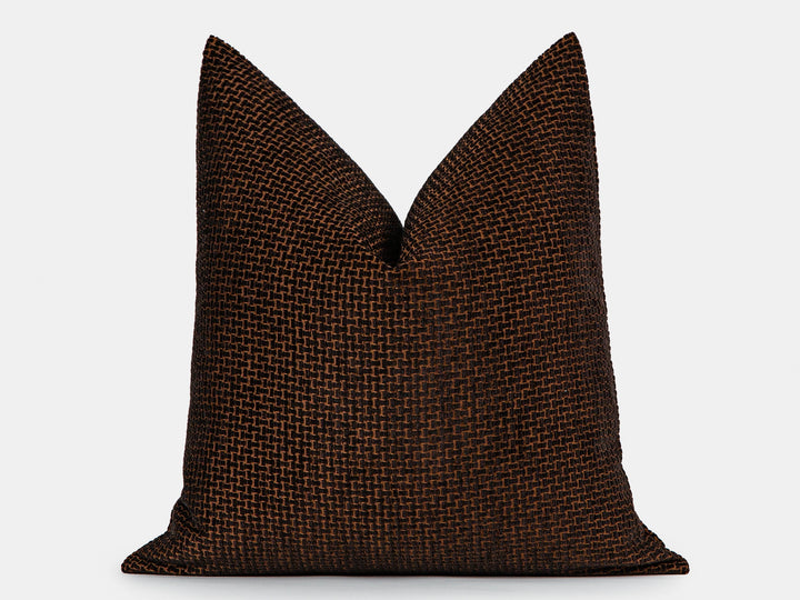 Dark Brown Basket Weave Pillow Cover