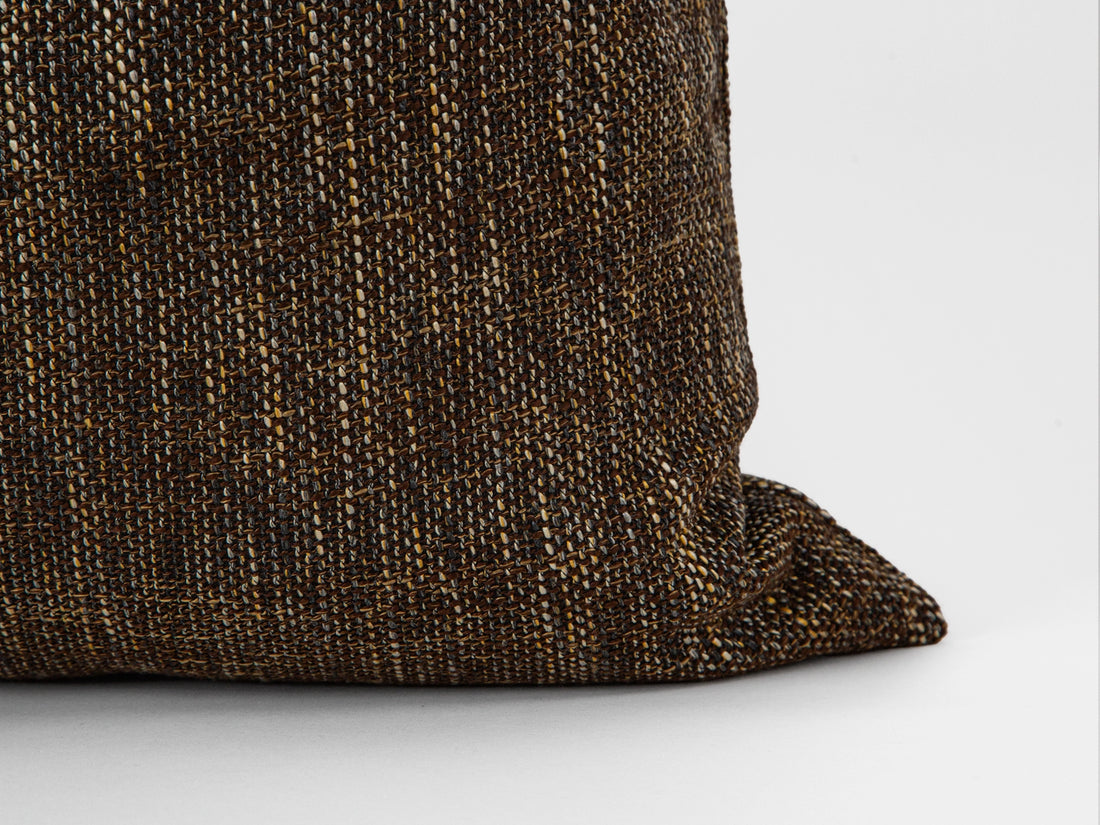 Dark Brown Woven Linen Pillow Cover
