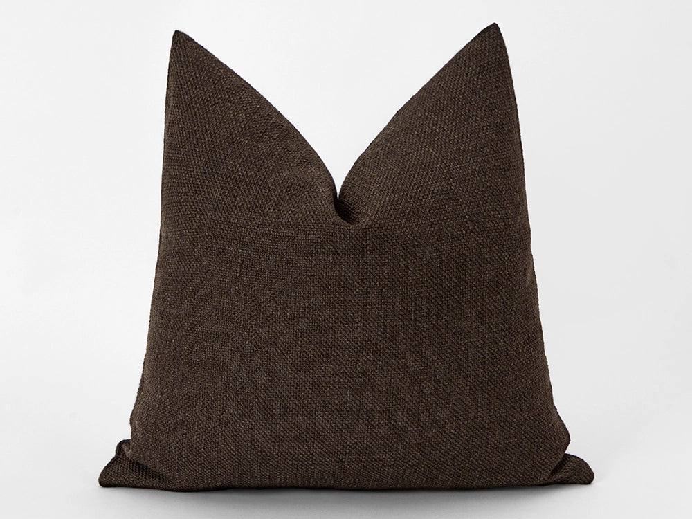 Dark Brown Linen Pillow Cover