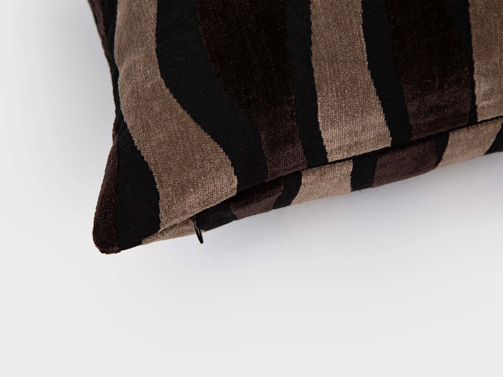 Dark Brown Textured Wavy Pillow Cover