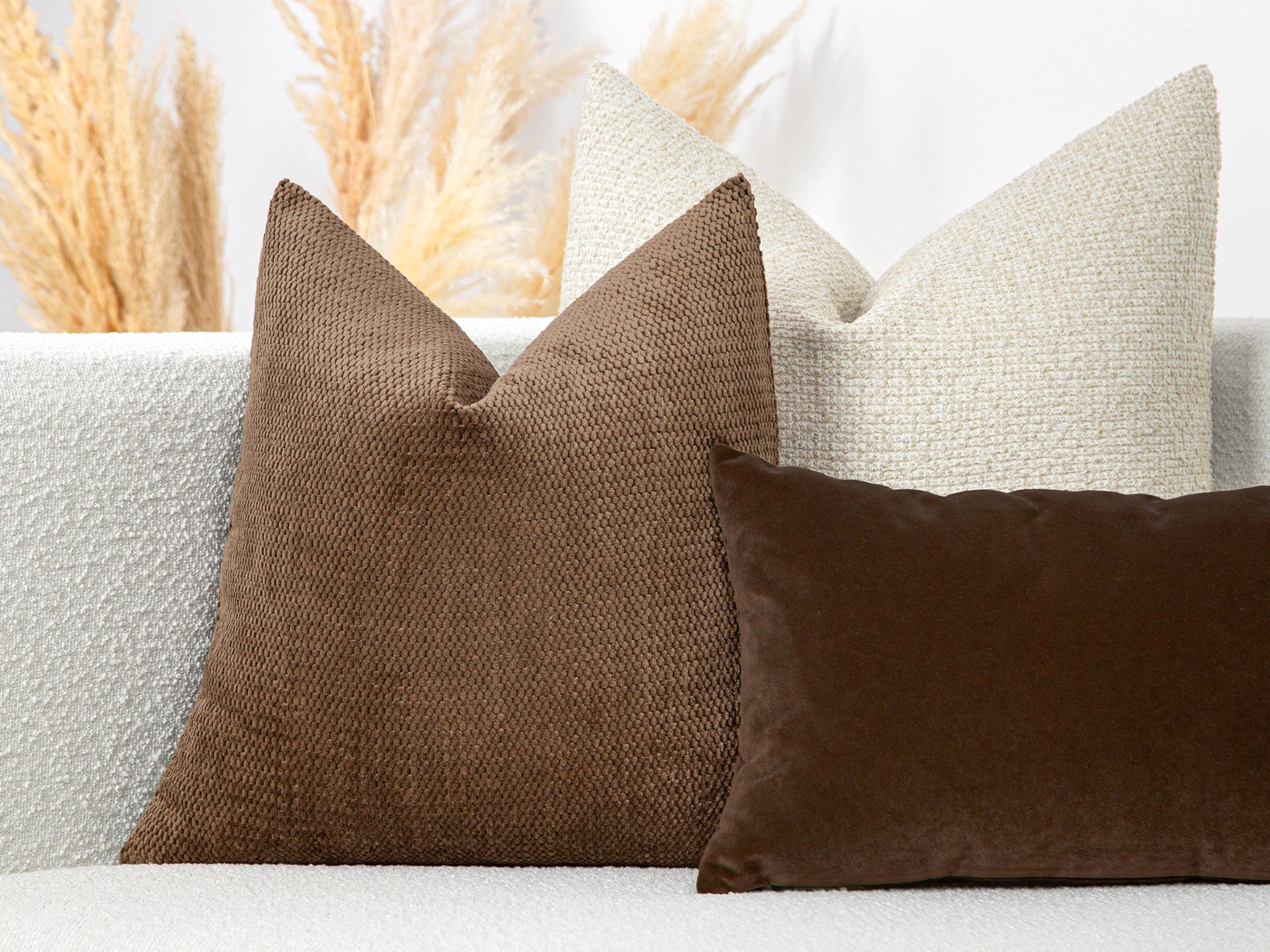Brown Soft Textured Throw Pillow Cover