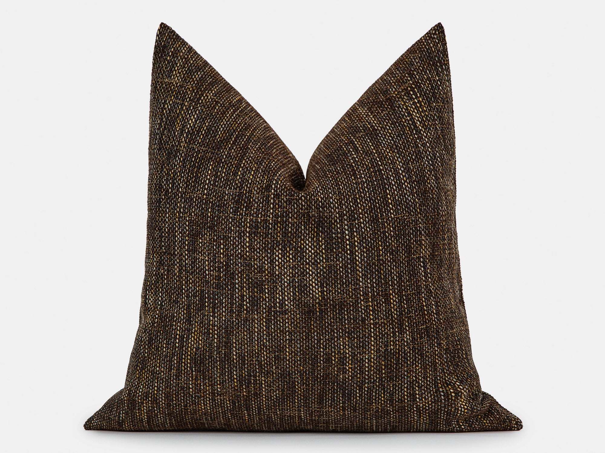 Dark Brown Woven Linen Pillow Cover