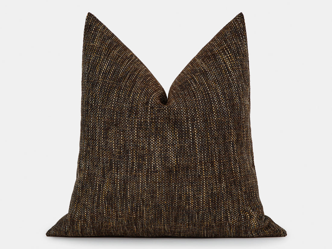 Dark Brown Woven Linen Pillow Cover