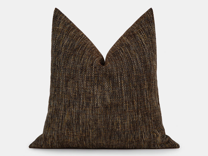 Dark Brown Woven Linen Pillow Cover