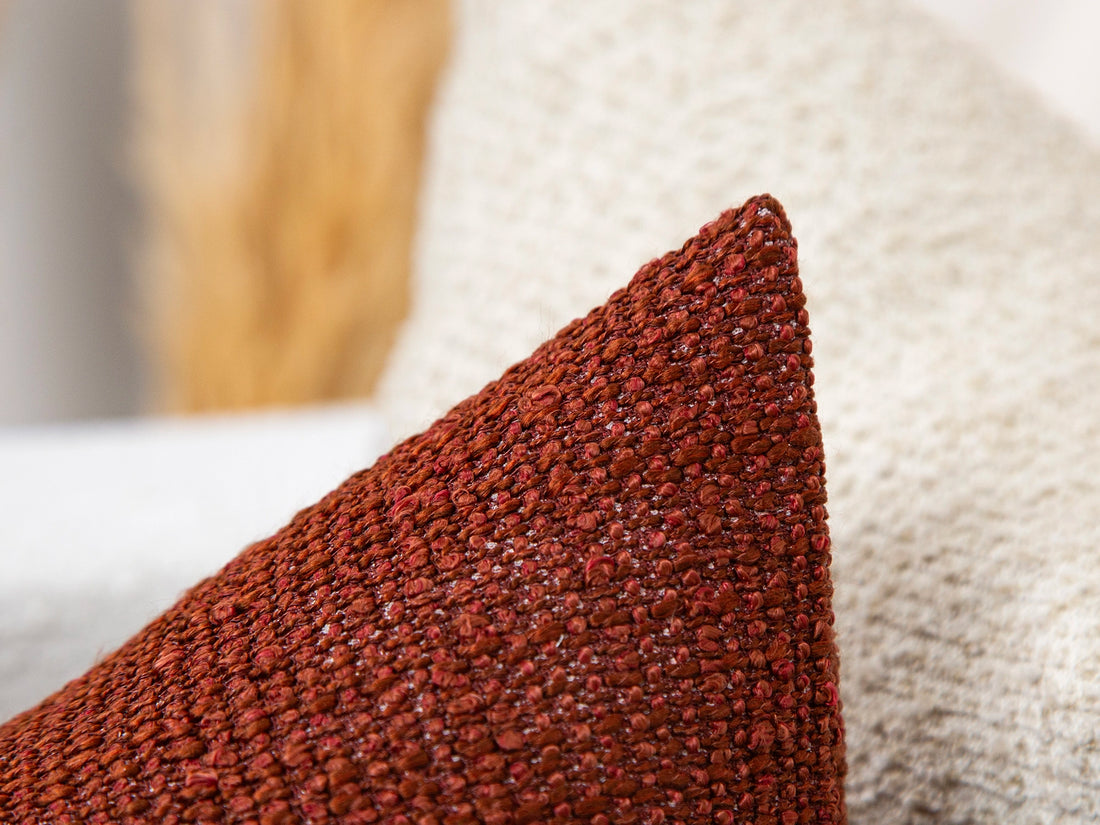 Dark Copper Boucle Pillow Cover
