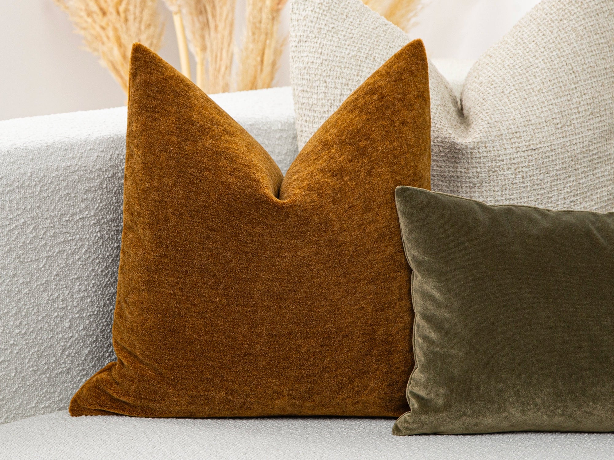 Dark Copper Mohair Velvet Pillow Cover
