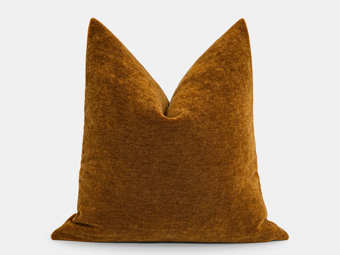Dark Copper Mohair Velvet Pillow Cover