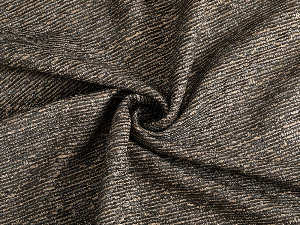 Dark Gray Striped Upholstery Fabric - Nexus Terra Lines