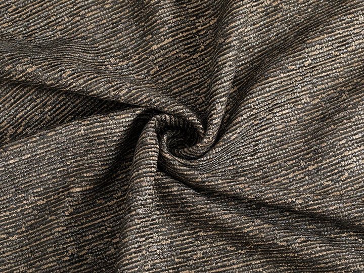 Dark Gray Striped Upholstery Fabric - Nexus Terra Lines
