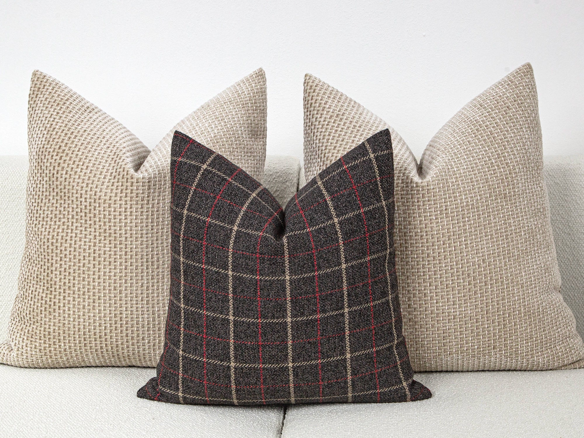 Charcoal Plaid Pillow Cover