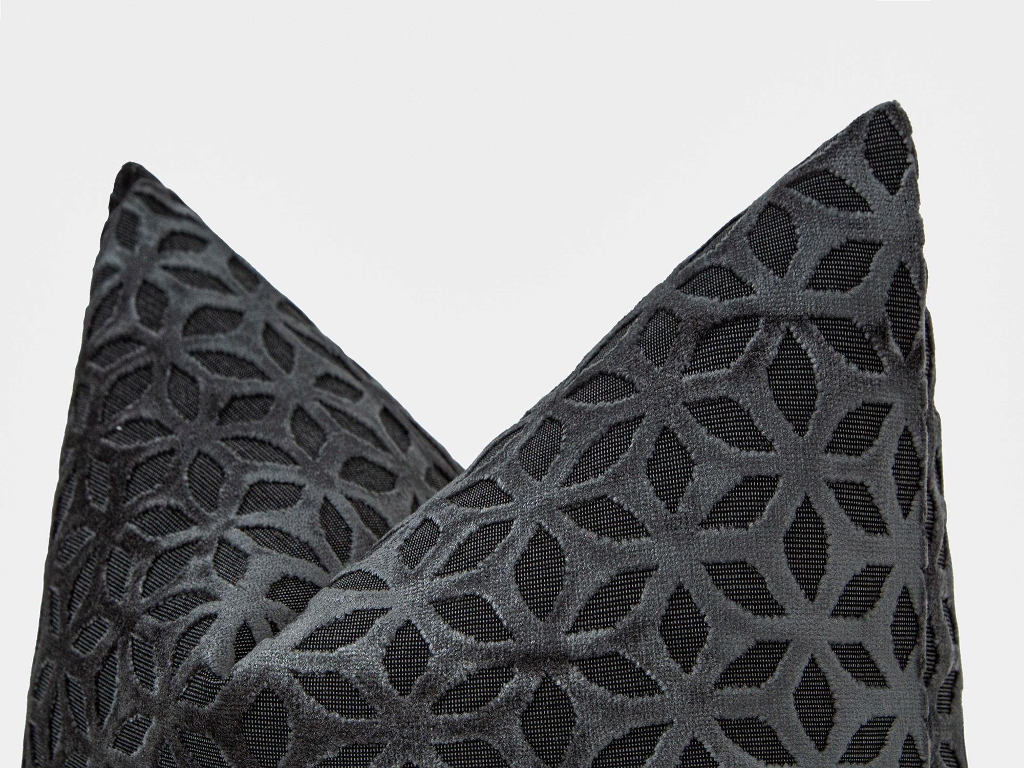 Dark Gray Geometric Velvet Pillow Cover