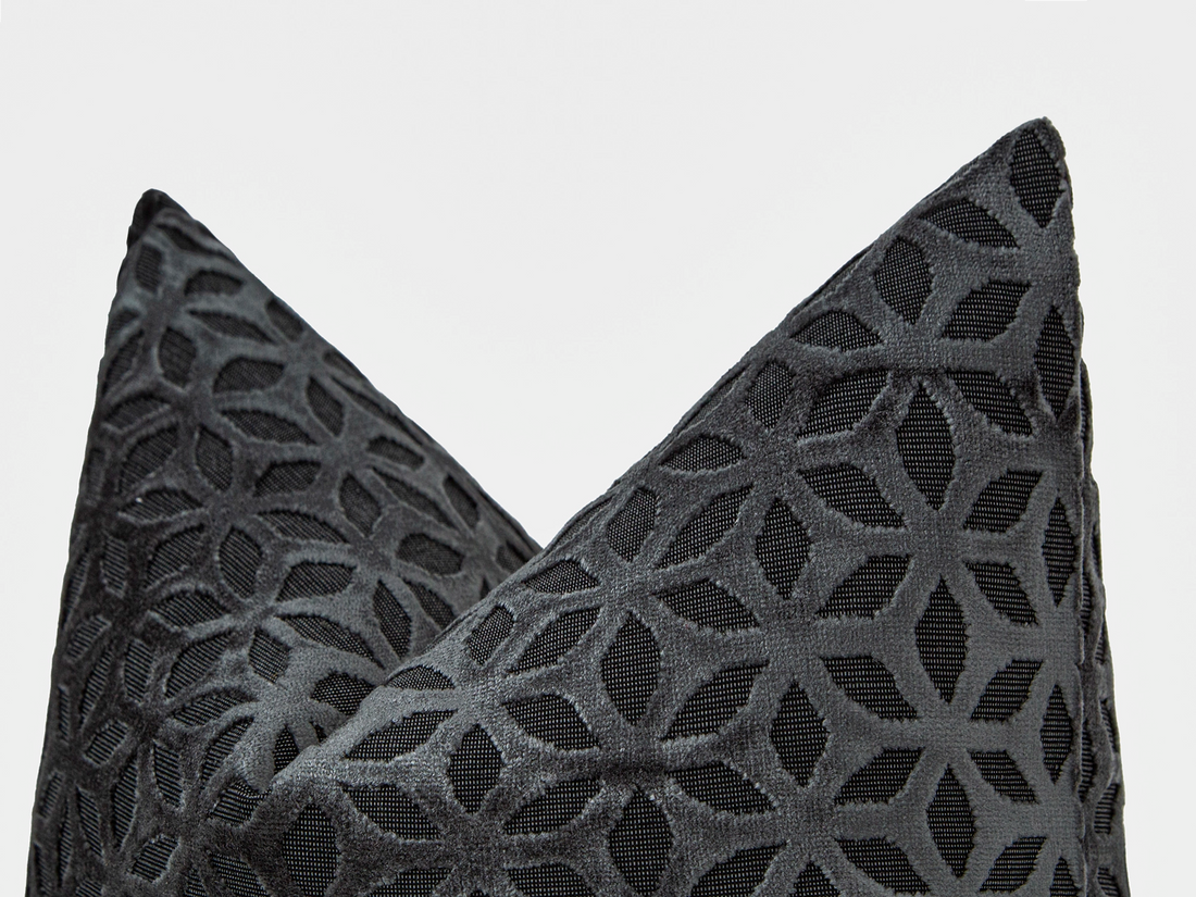 Dark Gray Geometric Velvet Pillow Cover