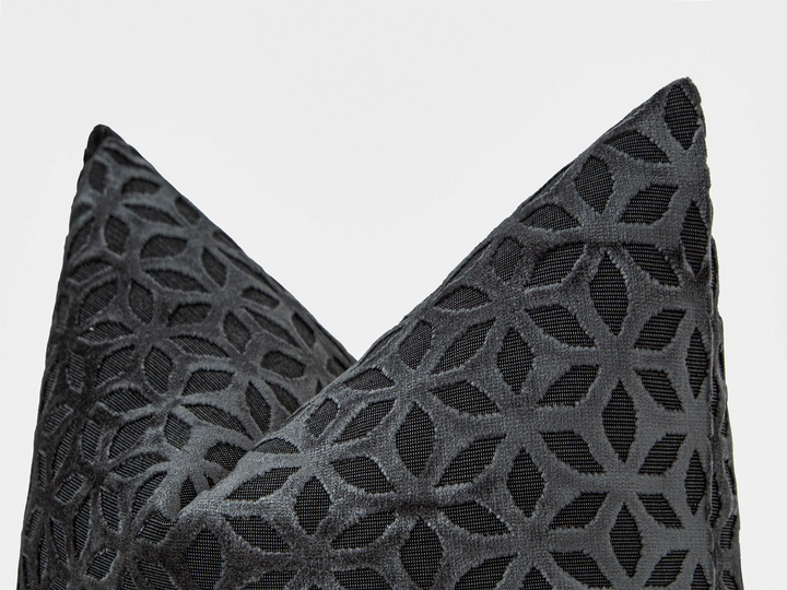 Dark Gray Geometric Velvet Pillow Cover