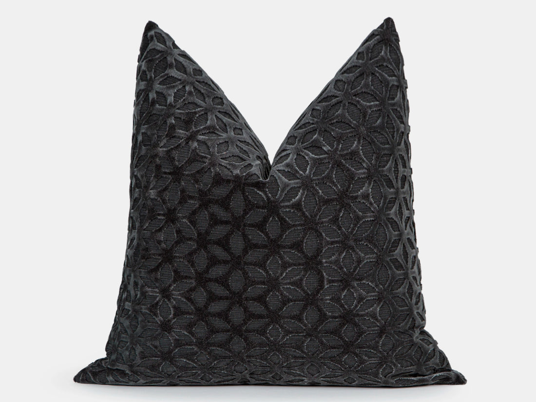 Dark Gray Geometric Velvet Pillow Cover