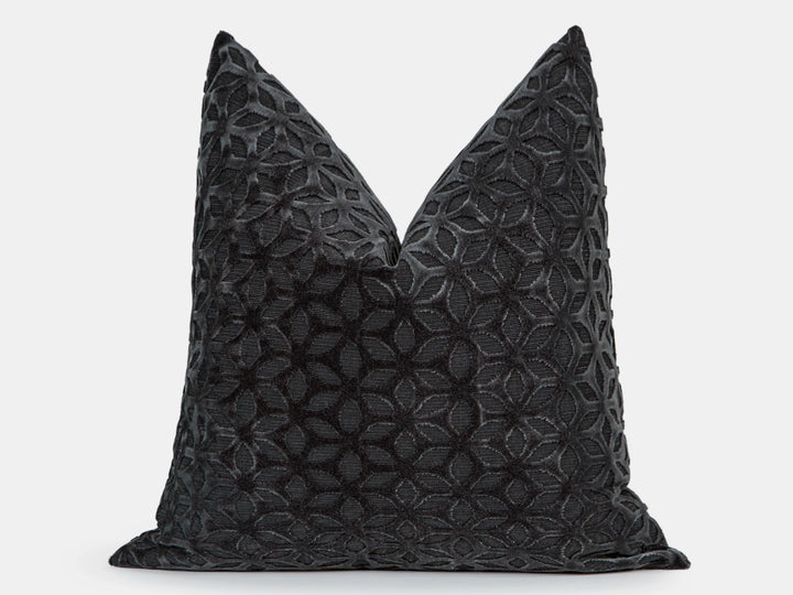 Dark Gray Geometric Velvet Pillow Cover