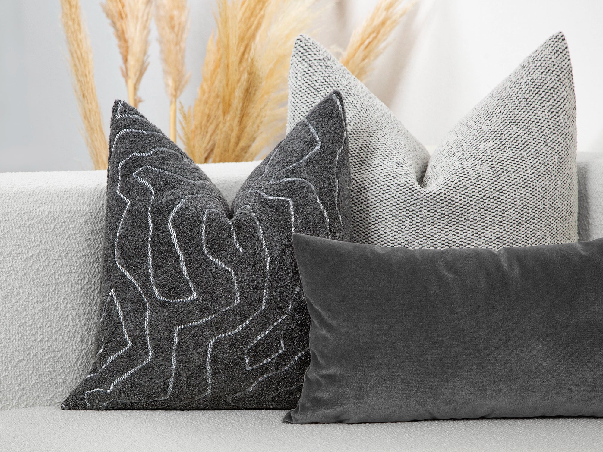 Dark Gray Graffito Pillow Cover