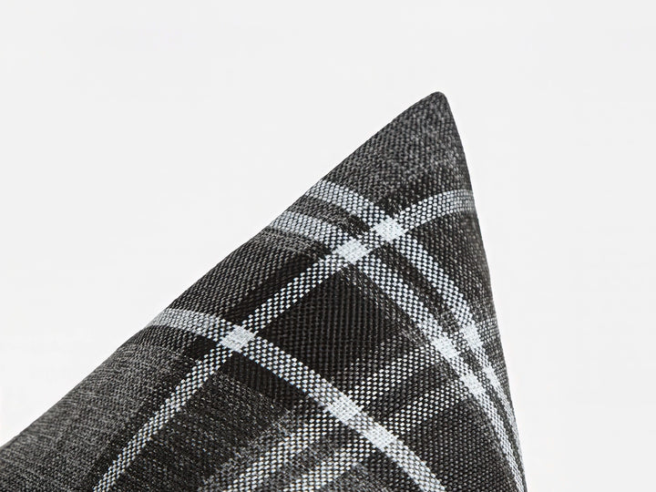 Dark Gray Plaid Pillow Cover