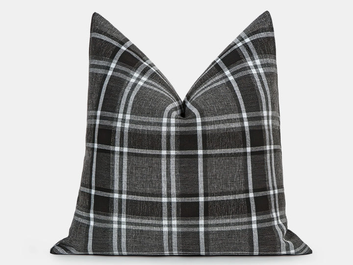 Dark Gray Plaid Pillow Cover