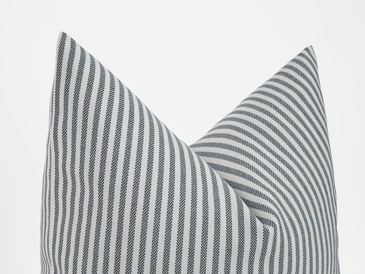 Dark Gray Striped Outdoor Pillow Cover