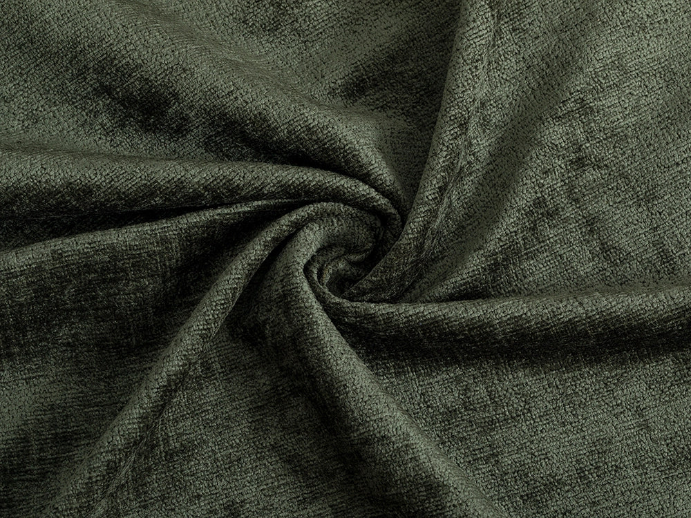 Dark Green Chenille Upholstery Fabric - Eloria