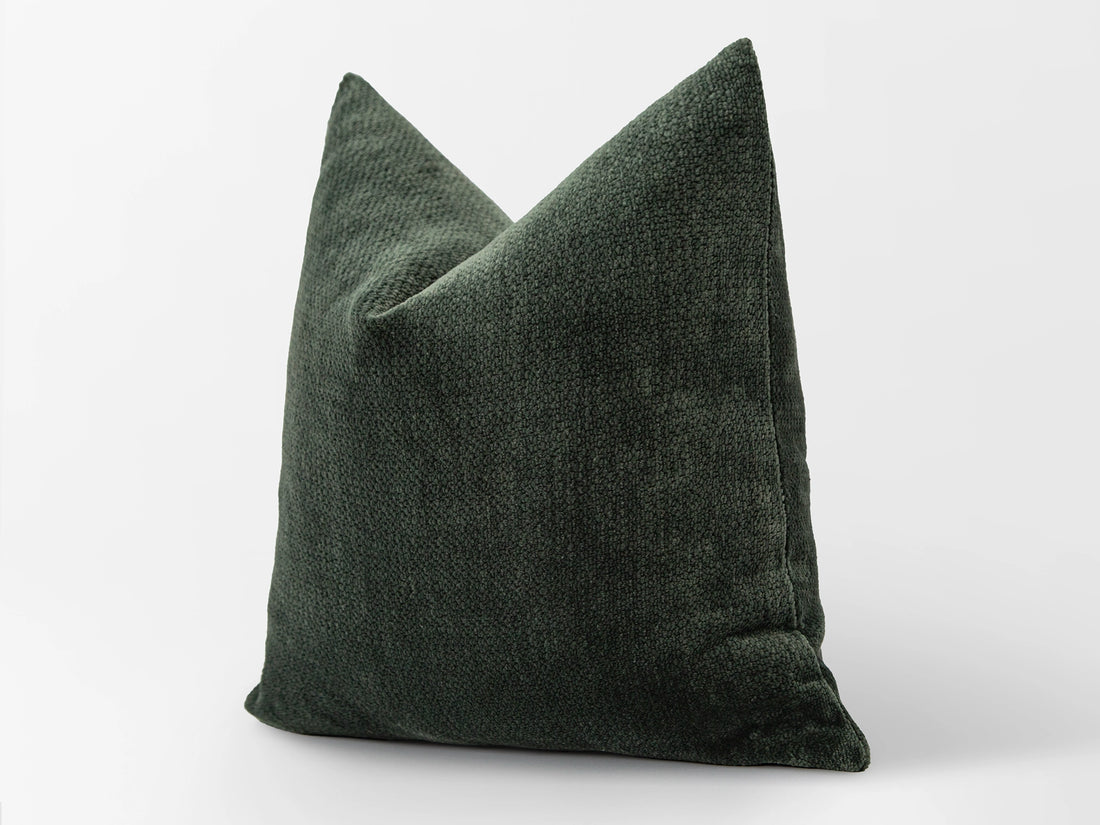 Dusty Dark Green Textured Pillow Cover