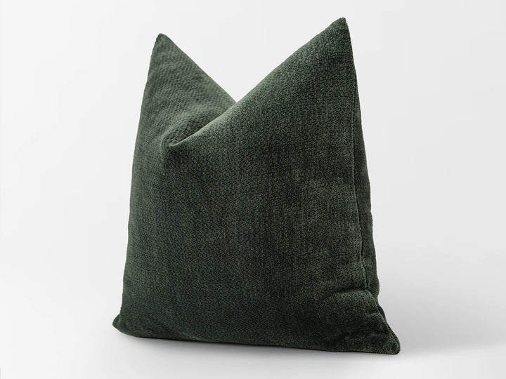 Dusty Dark Green Textured Pillow Cover