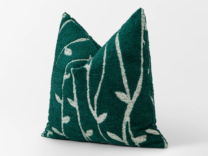 Dark Green Botanical Texture Pillow Cover