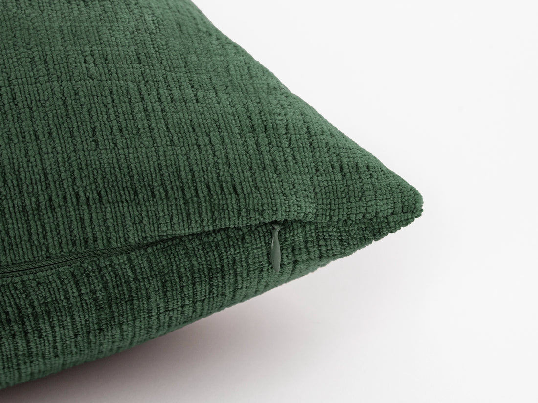 Dark Moss Green Chenille Pillow Cover - Cozy
