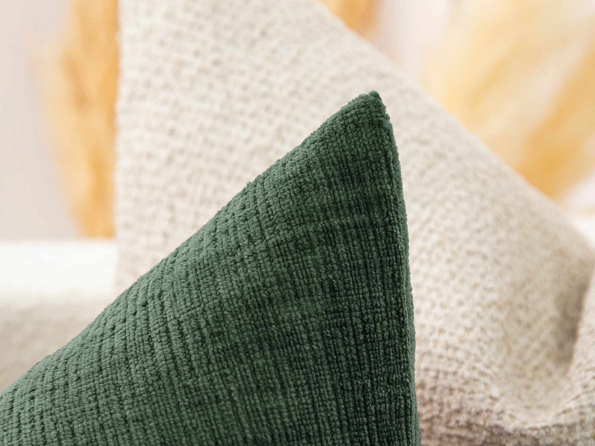 Dark Moss Green Chenille Pillow Cover - Cozy