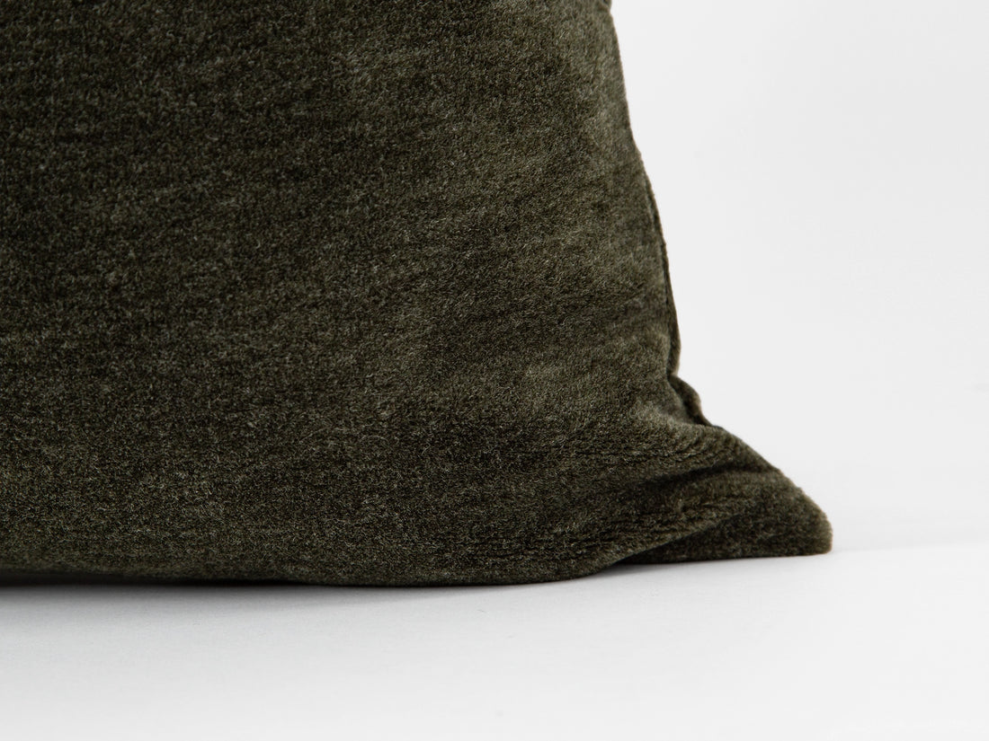 Dark Olive Mohair Velvet Pillow Cover