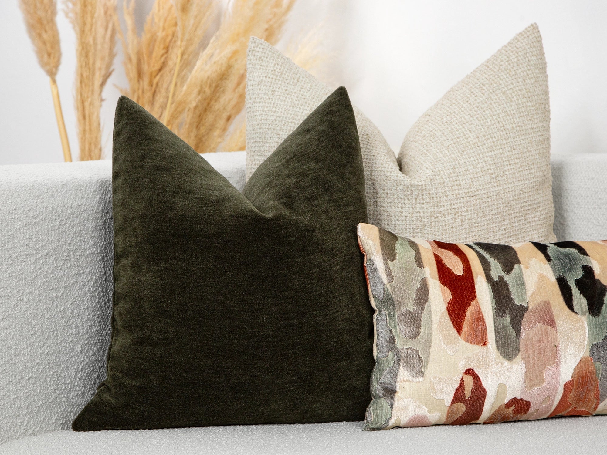 Dark Olive Mohair Velvet Pillow Cover