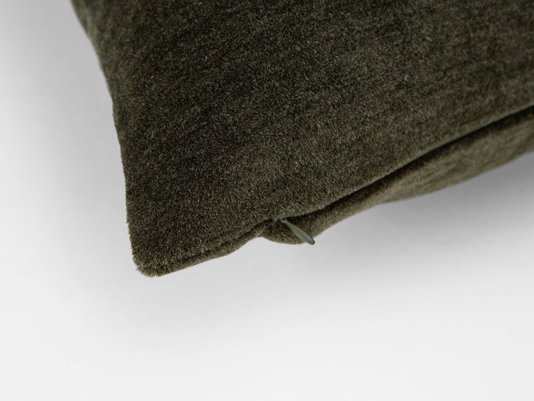 Dark Olive Mohair Velvet Pillow Cover