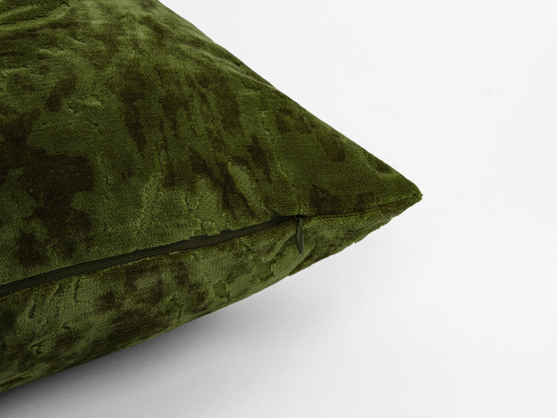 Dark Olive Crushed Velvet Pillow Cover